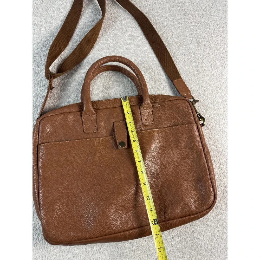 Mark & Graham‎ Pebbled Leather Briefcase Laptop Bag Brown Crossbody Messenger